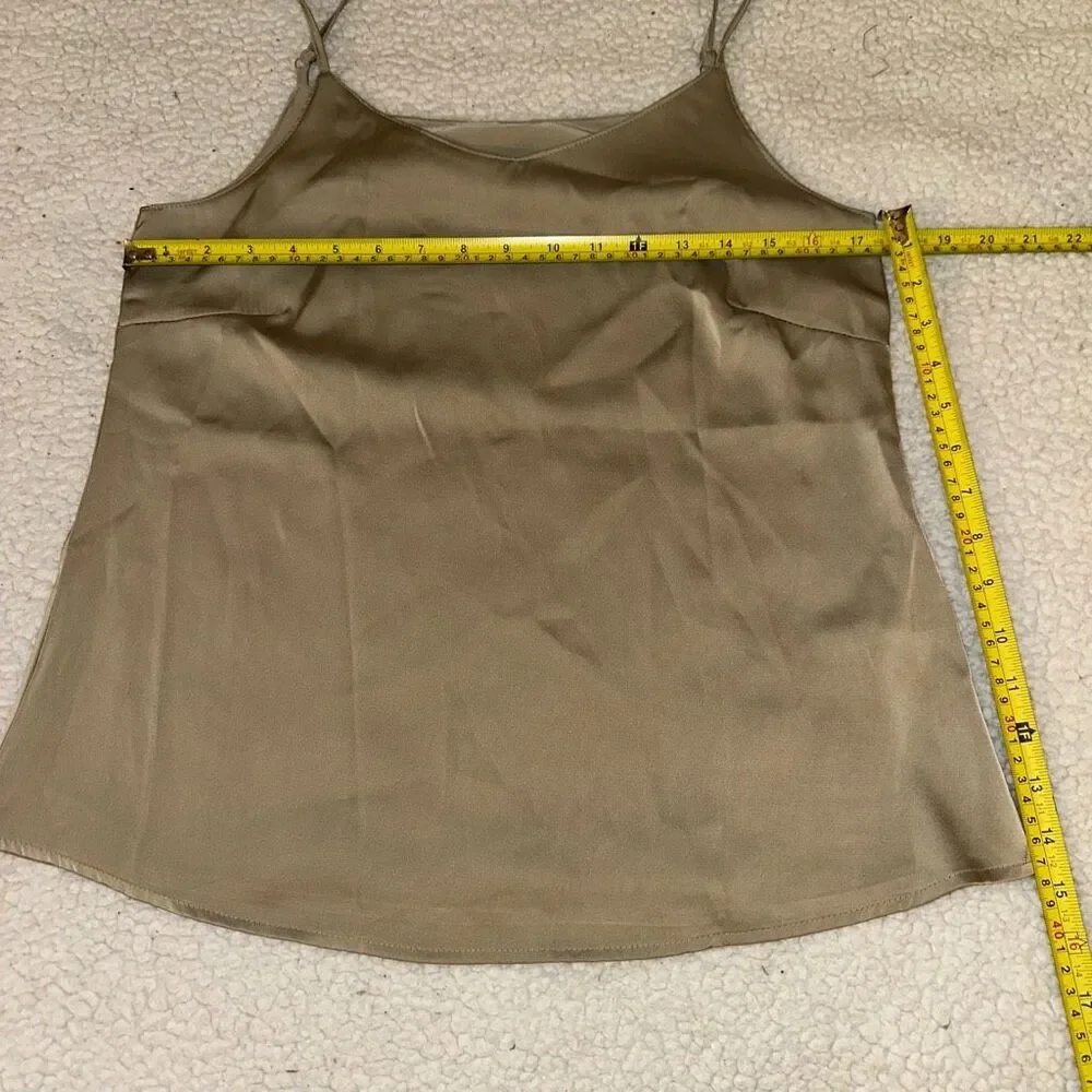 SHEIN Dazy Large Satin Spaghetti Strap Tank Top Beige Tan Earth Tone NWT